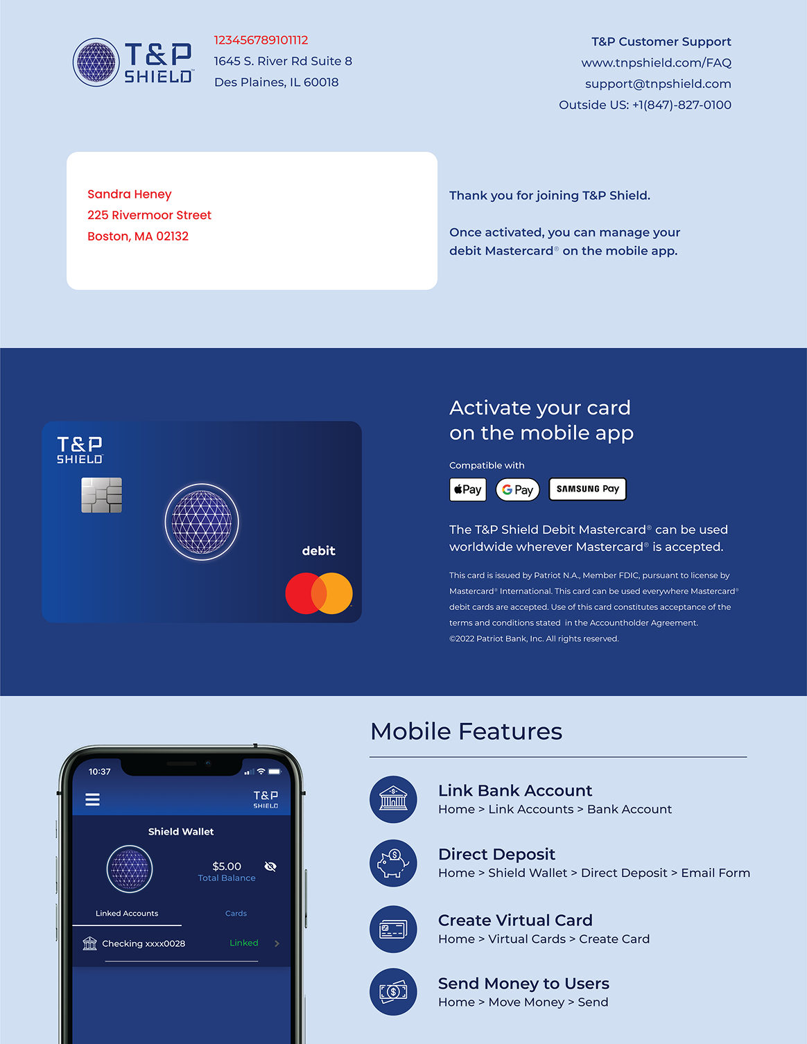 T&P Shield Card Letter Design